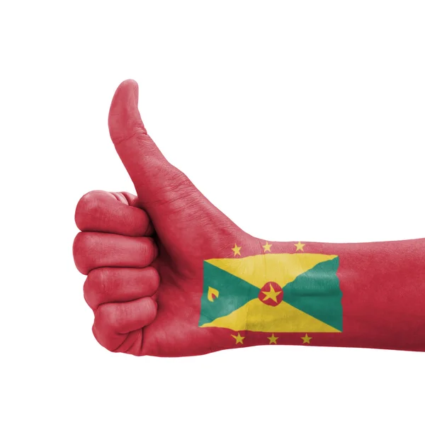 Hand with thumb up, Grenada flag painted as symbol of excellence — Stock Photo, Image