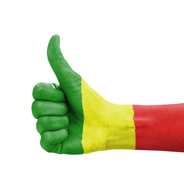 Main levée, drapeau du Mali peint comme symbole d'excellence, un — Photo