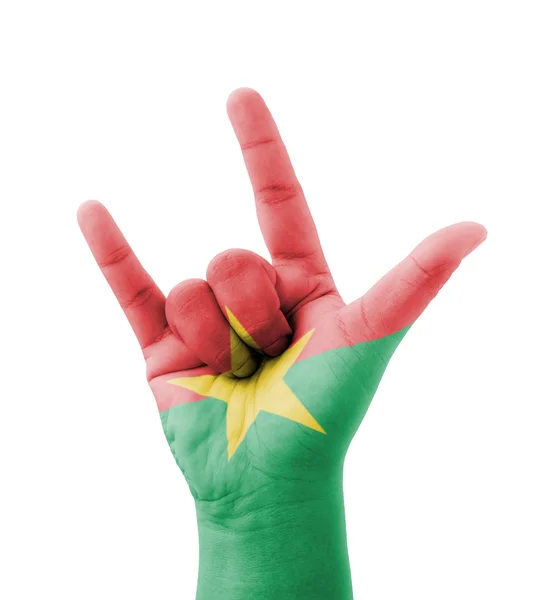Fait à la main je t'aime signe, drapeau du Burkina Faso peint, multi pu — Photo