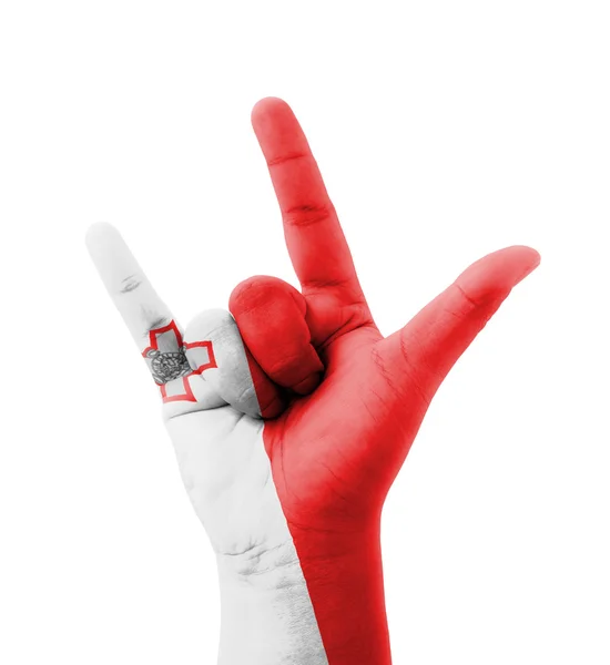 Hand maken die ik hou van u zich aanmeldt, Malta vlag geschilderd, multi purpose c — Stockfoto