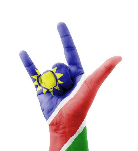Fatto a mano ti amo firmare, bandiera della Namibia dipinta, multiuso — Foto Stock