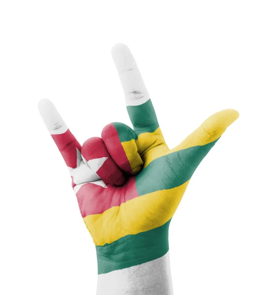 Hand making I love you sign, Togo flag painted, multi purpose co — Stock Photo, Image