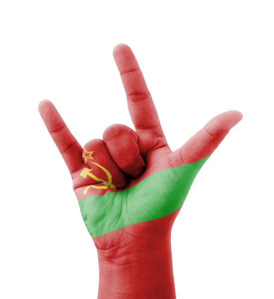 Hacer a mano te amo firmar, bandera de Transnistria pintada, multi pu — Foto de Stock