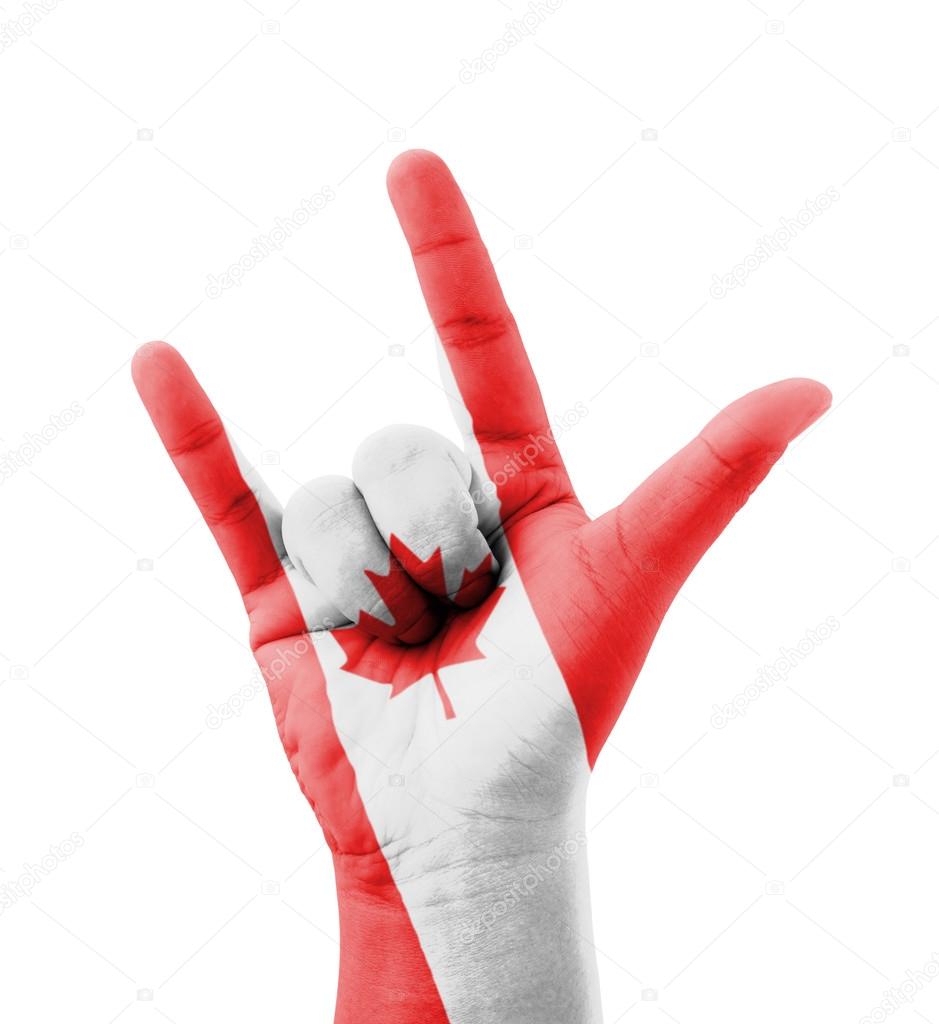 Hand machen ich liebe dich unterschreiben, Kanada-Flagge bemalt, Mehrzweck  – Stockfoto © iJacky #62311137, image size:939x1024