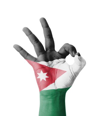 Ok işareti, en iyi quali sembolü olarak boyalı Jordan bayrak yapma el