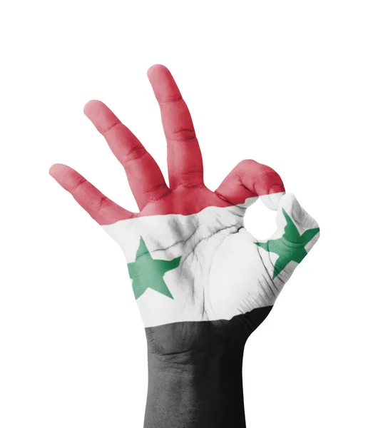 Dokonywanie znak Ok, Flaga Syrii malowane jako symbol qualit najlepsze strony — Zdjęcie stockowe