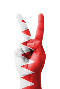 El Bahreyn bayrağı victor sembolü olarak boyalı V giriş yapma