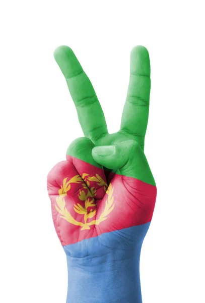 Tradiční ruční výroby V znamení, Eritrea vlajku namaloval jako symbol Viktor — Stock fotografie