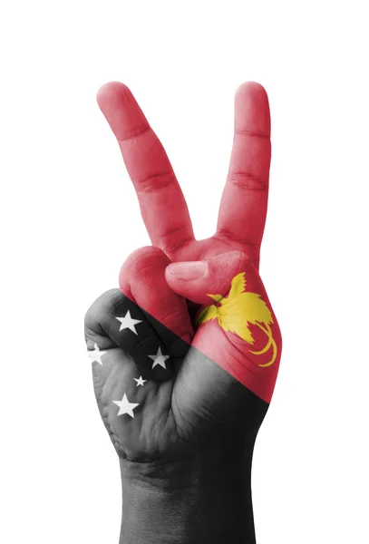 Tradiční ruční výroby V znamení, Papua-Nová Guinea vlajku namaloval jako symbol — Stock fotografie