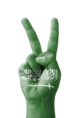 V işareti, Suudi Arabistan bayrağı v sembolü olarak boyalı yapım el