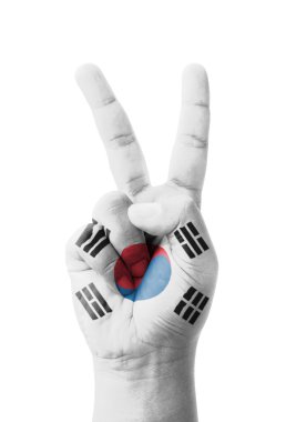 V işareti, Güney Kore bayrağı VI sembolü olarak boyalı yapım el