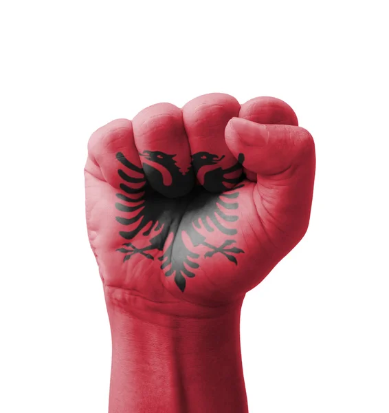 Boyalı, Arnavutluk bayrağı çok amaçlı kavramı - izole o yumruk — Stok fotoğraf