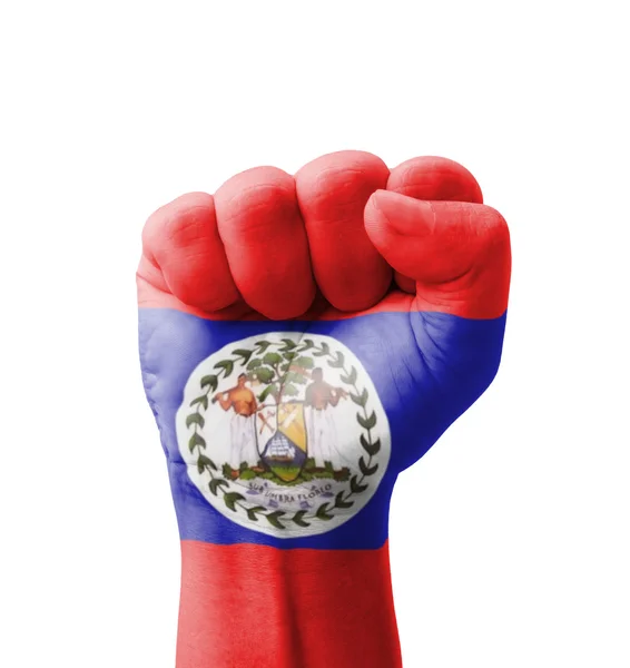 Fist of Belize flag painted, multi purpose concept - isolated on — Stock Photo, Image