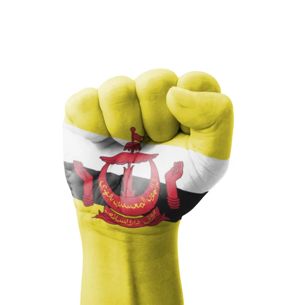 Кулак прапор Брунею пофарбовані, мета концепції multi - ізольовані на — стокове фото