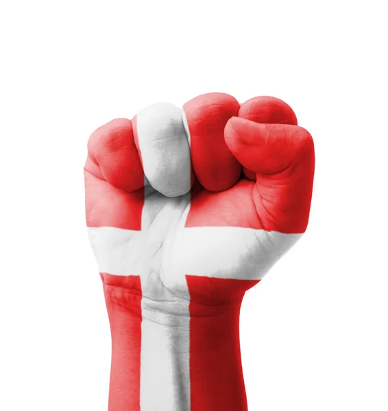 Pugno della Danimarca bandiera dipinta, concetto multiuso isolato o — Foto Stock