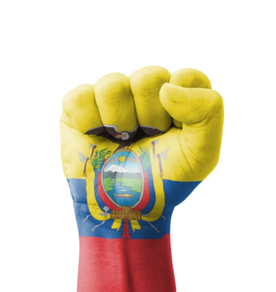 Puño de bandera ecuatoriana pintado, concepto polivalente - aislado o — Foto de Stock