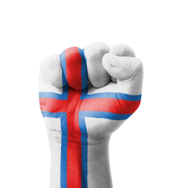 Fist of Faroe Islands flag painted, multi purpose concept - isol — Stock Photo, Image