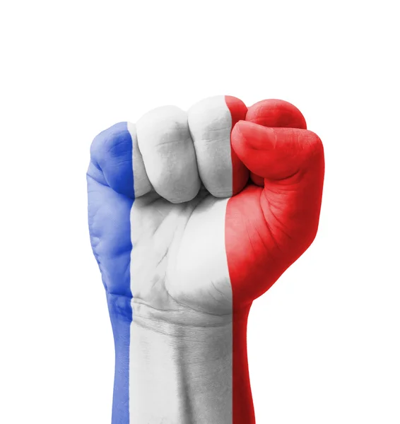 Pěst Francie vlajku namaloval, účel koncepce multi - izolované na — Stock fotografie