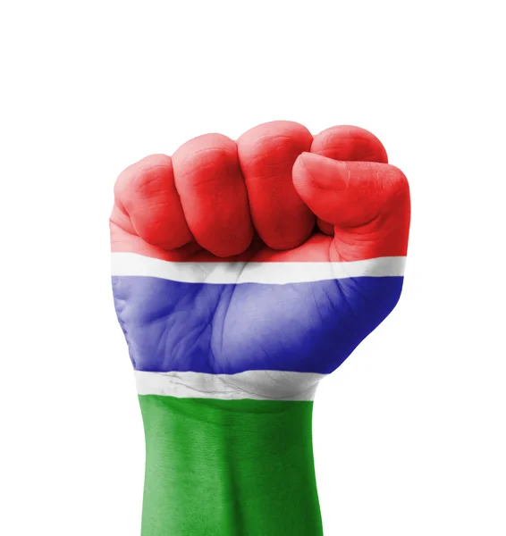 Fist of Gambia flag painted, multi purpose concept - isolated on — Stock Photo, Image