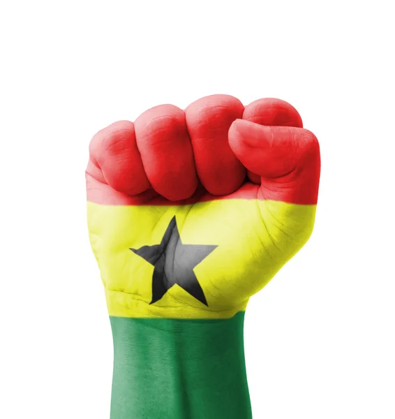 Fist of Ghana flag painted, multi purpose concept - isolated on — Stock Photo, Image