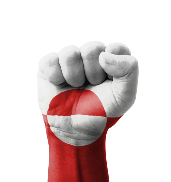 Fist of Greenland flag painted, multi purpose concept - isolated — Stock Photo, Image