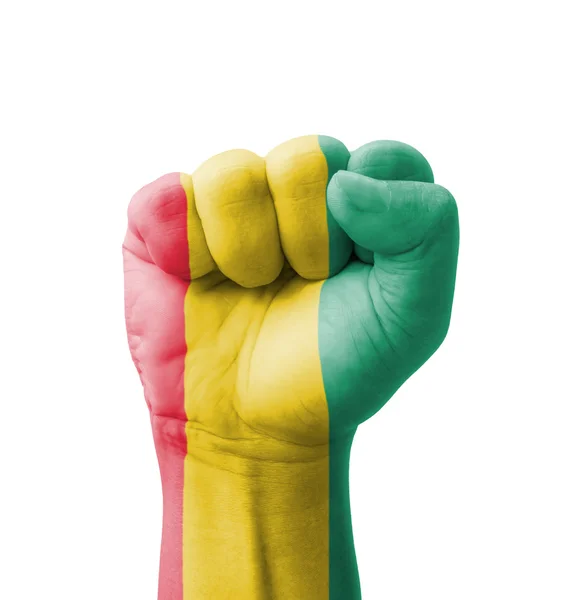 Fist of Guinea flag painted, multi purpose concept - isolated on — Stock Photo, Image