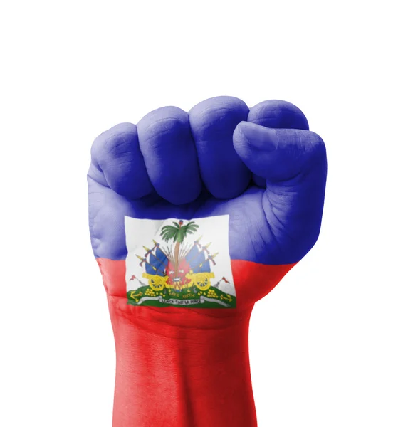 Fist of Haiti flag painted, multi purpose concept - isolated on — Stock Photo, Image