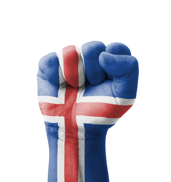Punho da Islândia bandeira pintada, conceito multiúso - isolado o — Fotografia de Stock