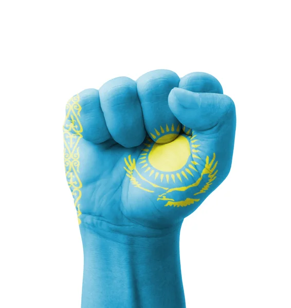 Fist of Kazakhstan flag painted, multi purpose concept - isolate — Stock Photo, Image