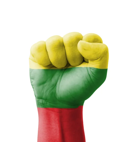 Fist of Lithuania flag painted, multi purpose concept - isolated — Stock Photo, Image