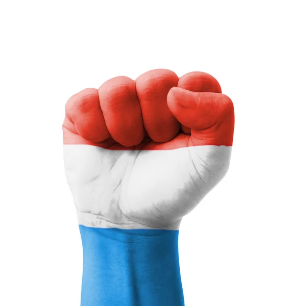 Fist of Luxembourg flag painted, multi purpose concept - isolate — Stock Photo, Image