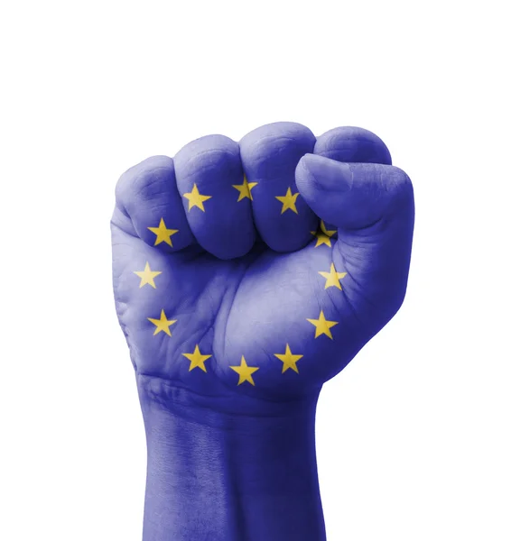 Fist of EU (European Union) flag painted, multi purpose concept — Stock Photo, Image