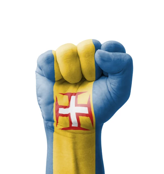 Fist of Madeira flag painted, multi purpose concept - isolated o — Stock Photo, Image