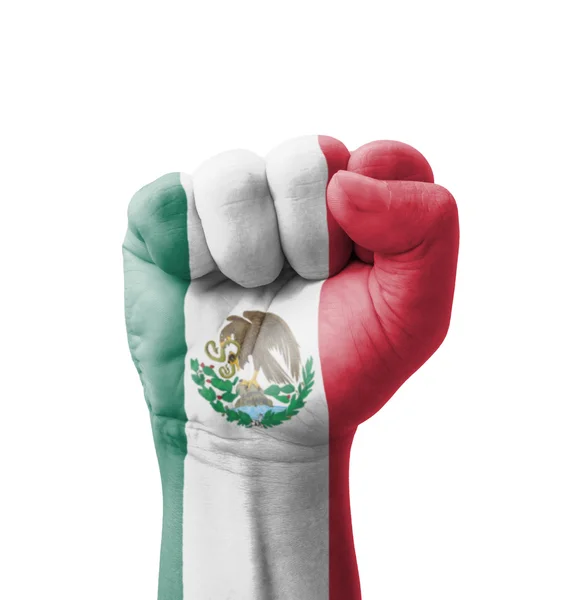 Puño de la bandera de México pintado, concepto de usos múltiples - aislado en — Foto de Stock