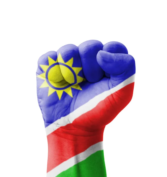 Кулак Намібії прапор пофарбовані, мета концепції multi - ізольованих o — стокове фото