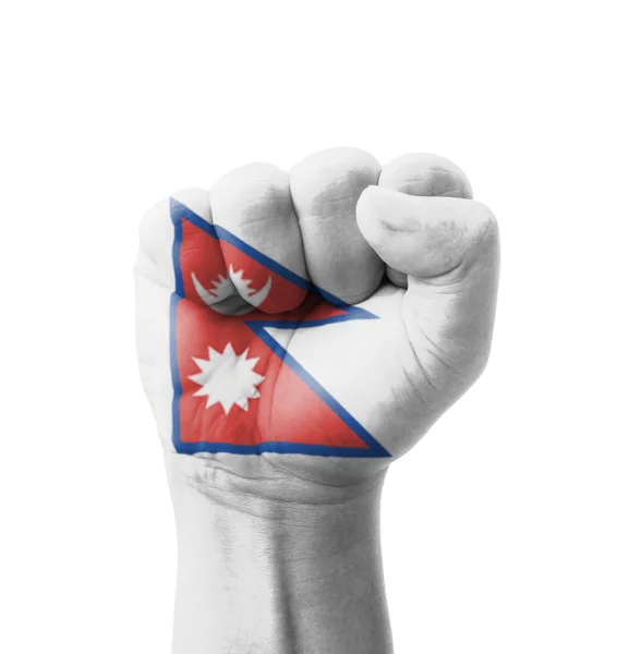 Vuist van Nepal vlag geschilderd, multi purpose concept - geïsoleerd op — Stockfoto