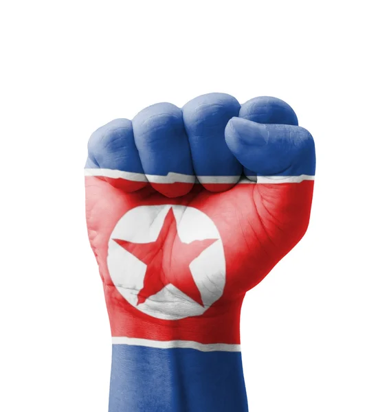 Punho da bandeira da Coreia do Norte pintado, conceito multiúso isolat — Fotografia de Stock