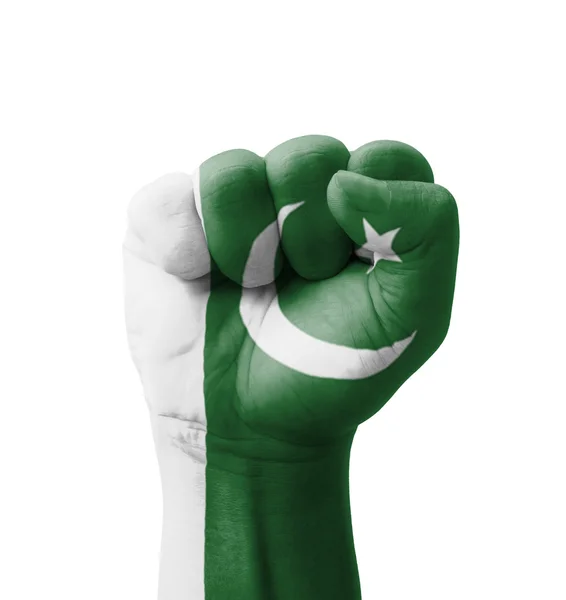 Faust der pakistanischen Flagge bemalt, Mehrzweckkonzept - isoliert — Stockfoto
