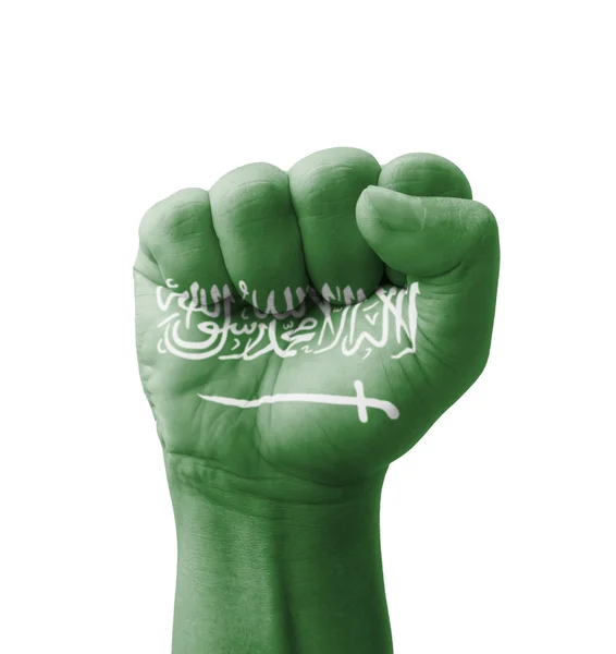 Pěst Saúdské Arábie vlajka namaloval, multi cíl koncepce - isola — Stock fotografie