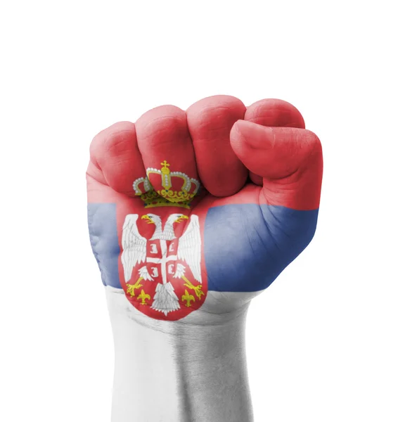 Vuist van Servië vlag geschilderd, multi purpose concept - geïsoleerd op — Stockfoto