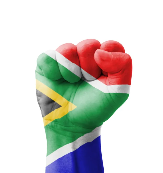 Pugno della bandiera sudafricana dipinto, concetto multiuso - isola — Foto Stock