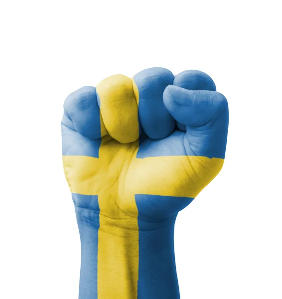 Fist of Sweden flag painted, multi purpose concept - isolated on — Stock Photo, Image