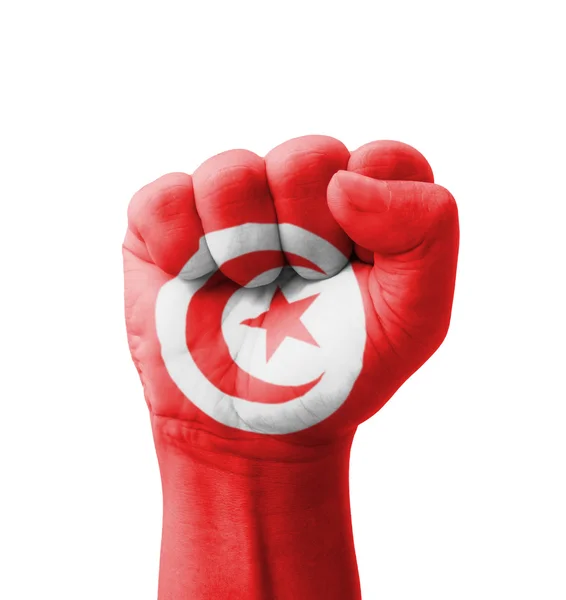 Fist of Tunisia flag painted, multi purpose concept - isolated o — Stock Photo, Image