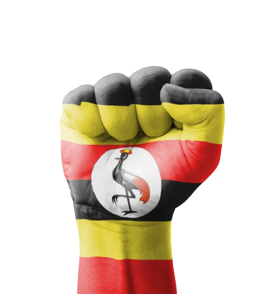 Кулак Уганда прапор пофарбовані, мета концепції multi - ізольовані на — стокове фото