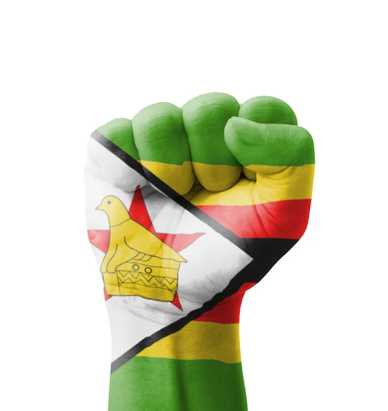 Fist of Zimbabwe flag painted, multi purpose concept - isolated — Stock Photo, Image