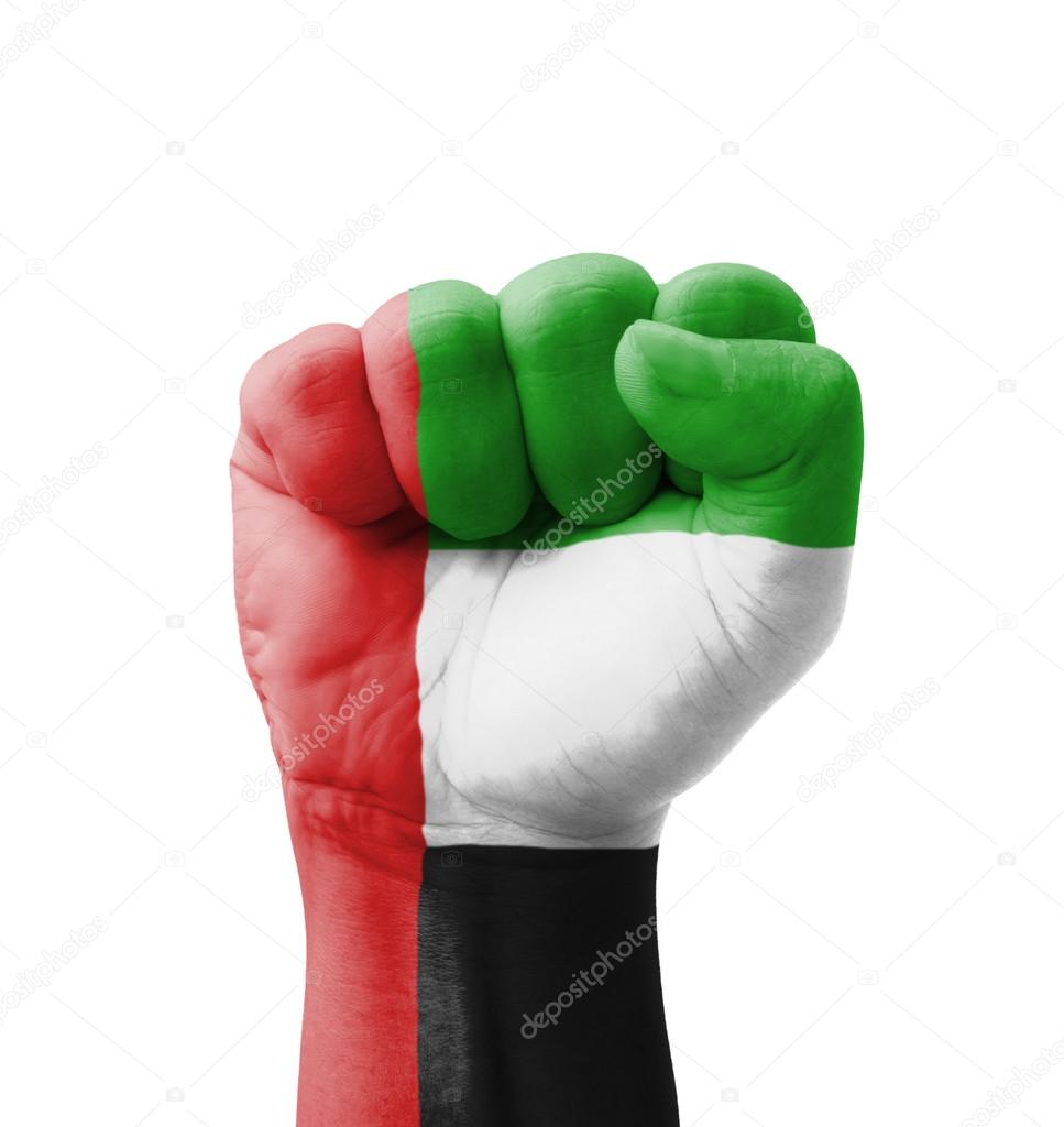 Fist of UAE (United Arab Emirates) flag painted, multi purpose c