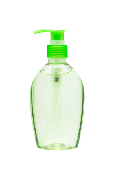 Hand sanitizer bottle with a pump dispenser isolated on white ba