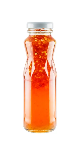 Dressing for chicken in glass bottle isolated on white backgroun — Stockfoto