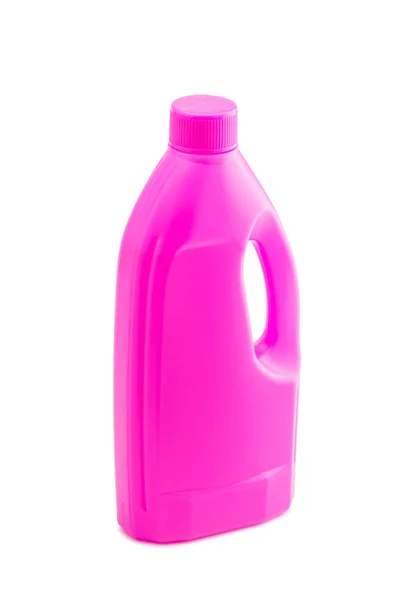 Pink plastic bleach bottle isolated on white background — Stock Photo, Image