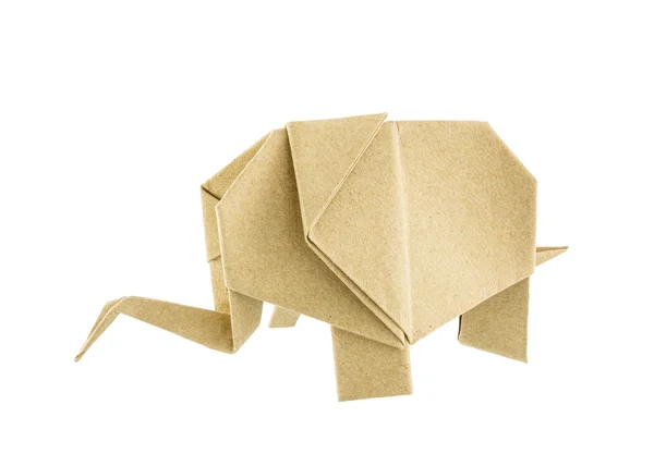 Origami elefante reciclar papel isolado no fundo branco — Fotografia de Stock